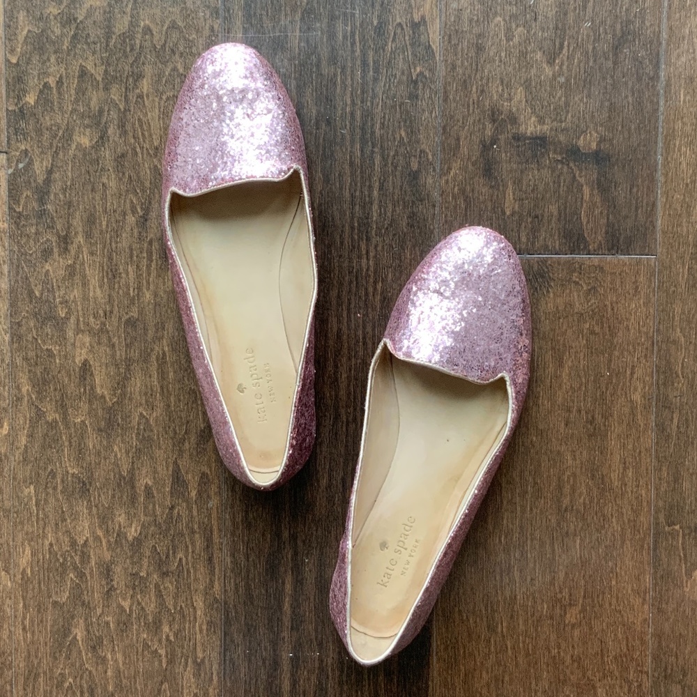 KATE SPADE Loafers Rose Pink Glitter. Size 6.5.